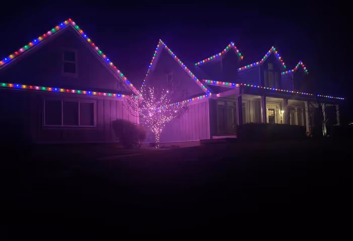 Custom RGB Christmas lights on Wasatch County mountain home